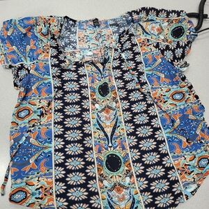 (4 For $20) Vibrant Paisley Print‎ Blouse